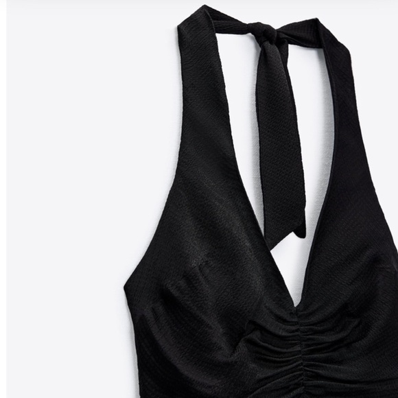 NWOT Zara Textured Satin Halter Black Mini
Dress Size M - Picture 3 of 4